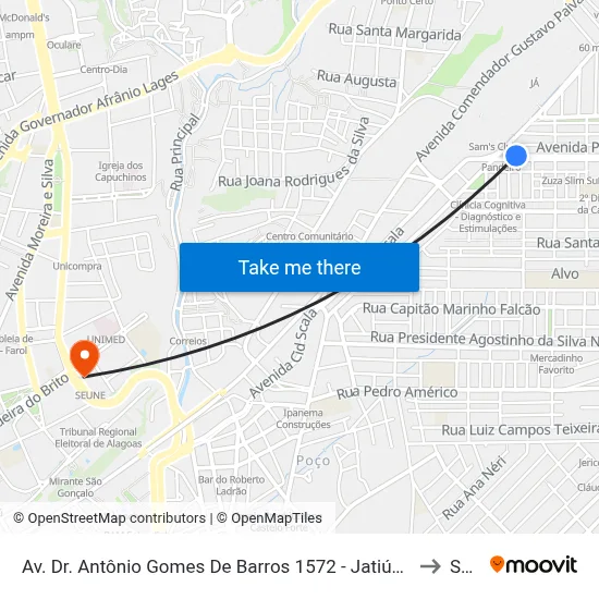 Av. Dr. Antônio Gomes De Barros 1572 - Jatiúca Maceió - Al 57036-000 Brasil to Seune map