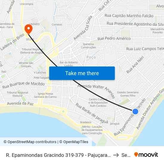 R. Epaminondas Gracindo 319-379 - Pajuçara Maceió - Al Brasil to Seune map