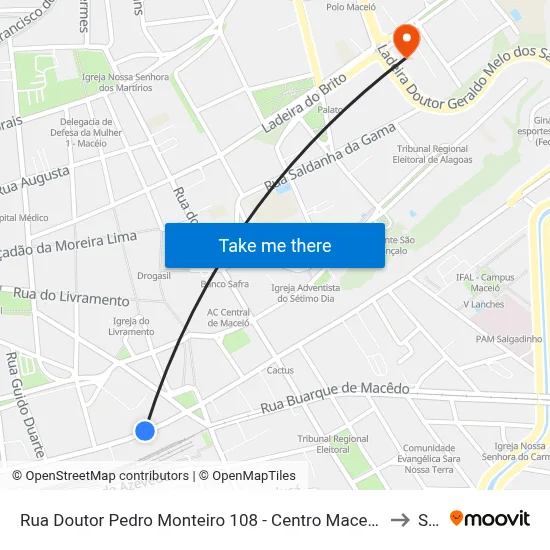 Rua Doutor Pedro Monteiro 108 - Centro Maceió - Al 57020-380 República Federativa Do Brasil to Seune map