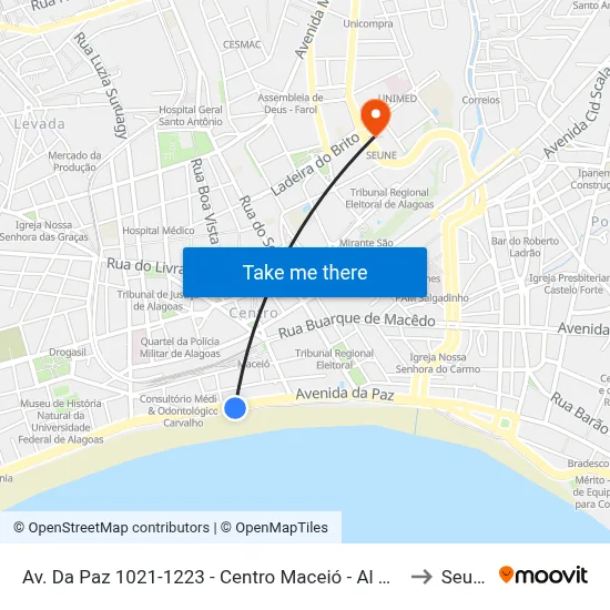 Av. Da Paz 1021-1223 - Centro Maceió - Al Brasil to Seune map