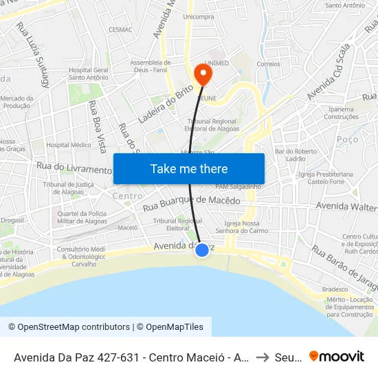 Avenida Da Paz 427-631 - Centro Maceió - Al Brasil to Seune map