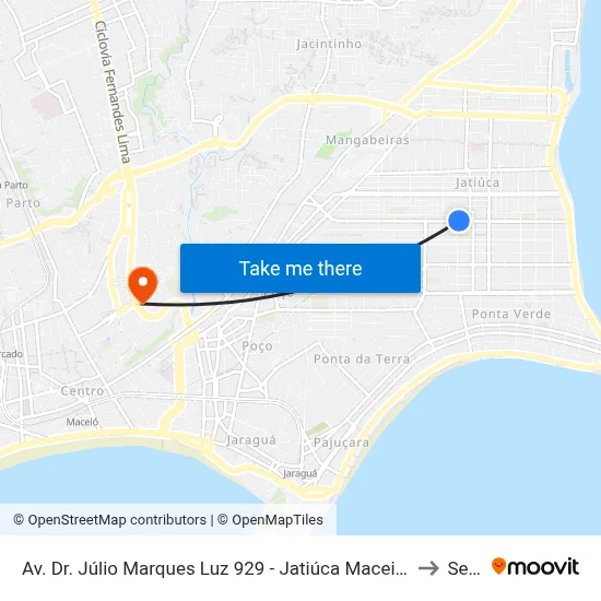 Av. Dr. Júlio Marques Luz 929 - Jatiúca Maceió - Al 57035-700 Brasil to Seune map