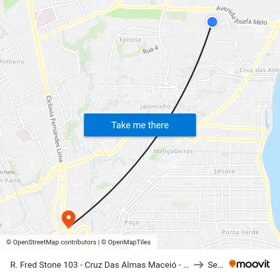 R. Fred Stone 103 - Cruz Das Almas Maceió - Al 57038-165 Brasil to Seune map