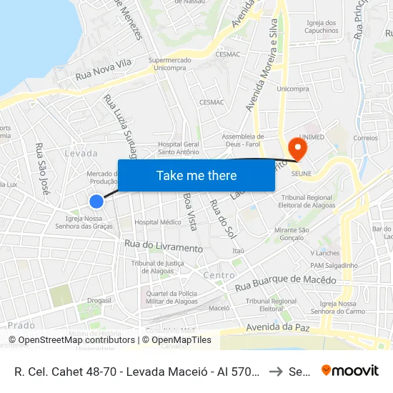 R. Cel. Cahet 48-70 - Levada Maceió - Al 57017-090 Brasil to Seune map
