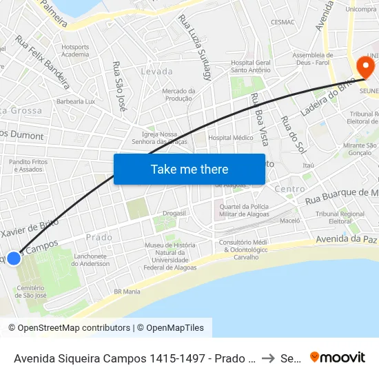 Avenida Siqueira Campos 1415-1497 - Prado Maceió - Al Brasil to Seune map