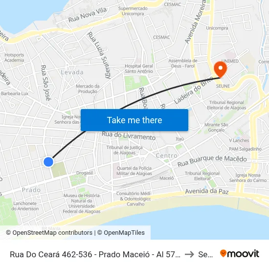 Rua Do Ceará 462-536 - Prado Maceió - Al 57010-350 Brasil to Seune map