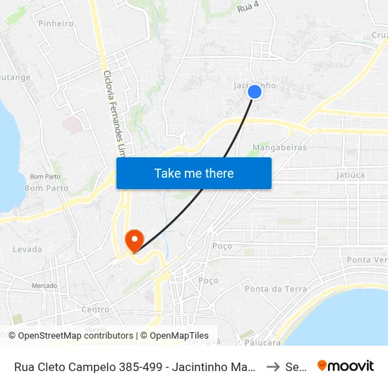 Rua Cleto Campelo 385-499 - Jacintinho Maceió - Al Brasil to Seune map