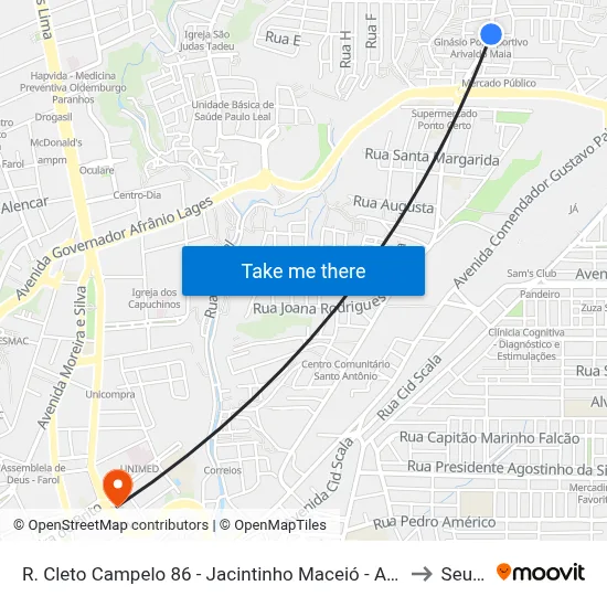 R. Cleto Campelo 86 - Jacintinho Maceió - Al Brasil to Seune map