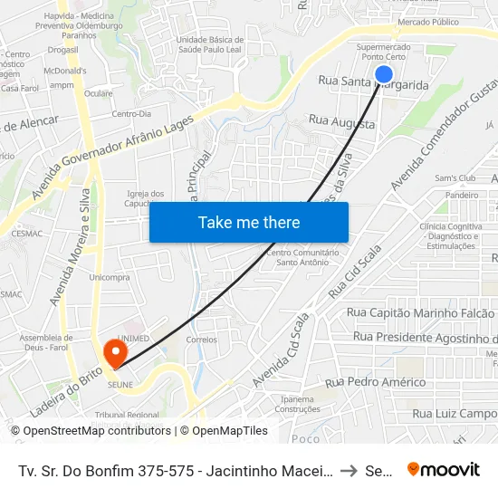 Tv. Sr. Do Bonfim 375-575 - Jacintinho Maceió - Al Brasil to Seune map