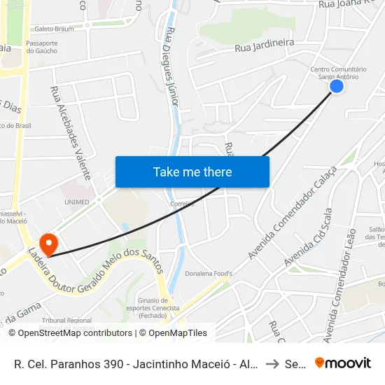 R. Cel. Paranhos 390 - Jacintinho Maceió - Al 57040-000 Brasil to Seune map