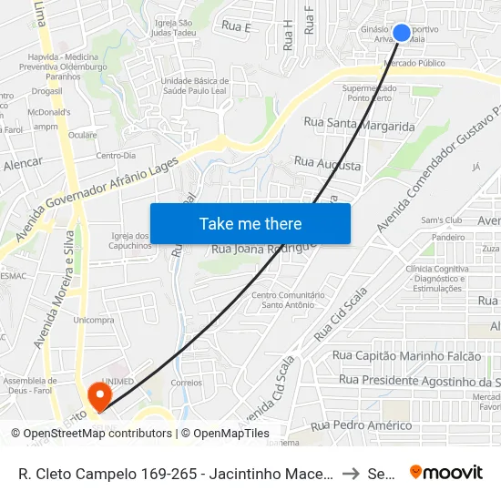 R. Cleto Campelo 169-265 - Jacintinho Maceió - Al Brasil to Seune map