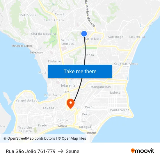 Rua São João 761-779 to Seune map