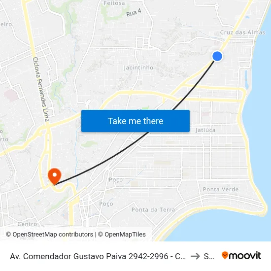 Av. Comendador Gustavo Paiva 2942-2996 - Cruz Das Almas Maceió - Al Brasil to Seune map