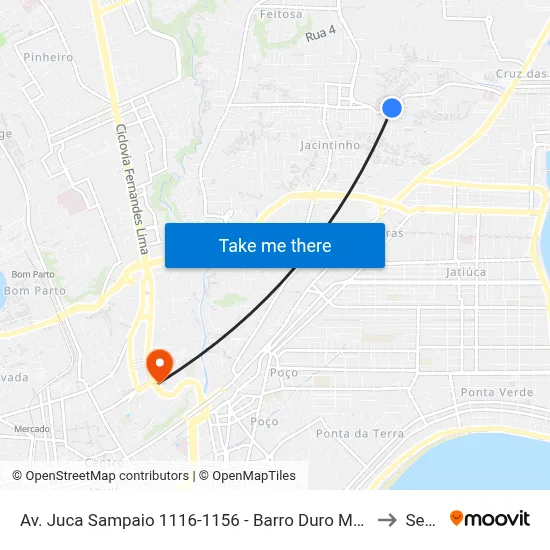 Av. Juca Sampaio 1116-1156 - Barro Duro Maceió - Al Brasil to Seune map