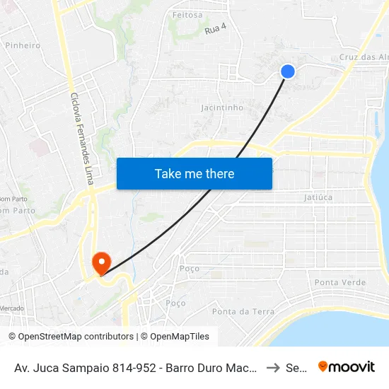 Av. Juca Sampaio 814-952 - Barro Duro Maceió - Al Brasil to Seune map