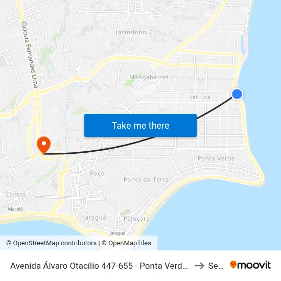 Avenida Álvaro Otacílio 447-655 - Ponta Verde Maceió - Al Brasil to Seune map
