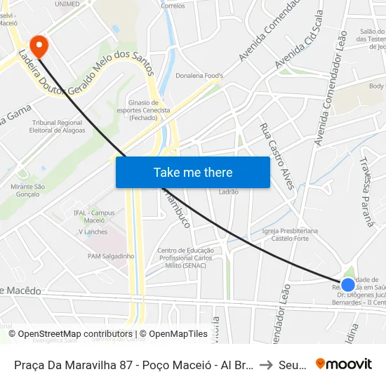 Praça Da Maravilha 87 - Poço Maceió - Al Brasil to Seune map