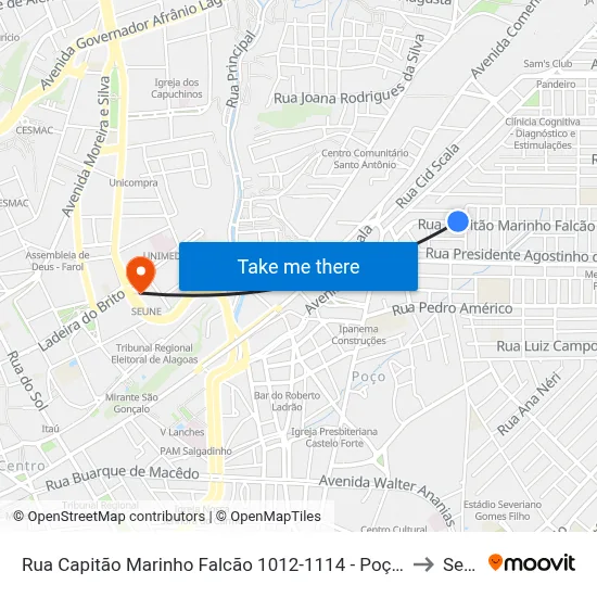 Rua Capitão Marinho Falcão 1012-1114 - Poço Maceió - Al Brasil to Seune map