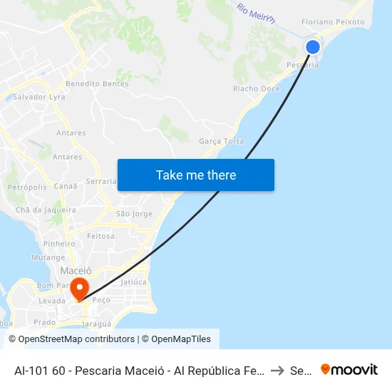 Al-101 60 - Pescaria Maceió - Al República Federativa Do Brasil to Seune map