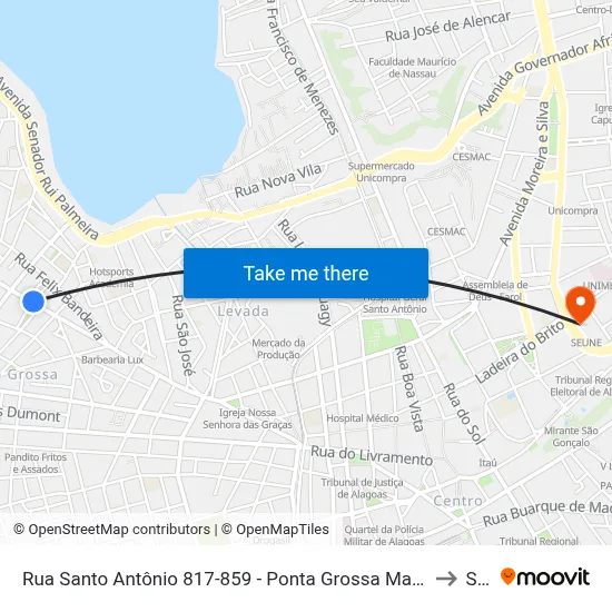 Rua Santo Antônio 817-859 - Ponta Grossa Maceió - Al 57014-680 República Federativa Do Brasil to Seune map