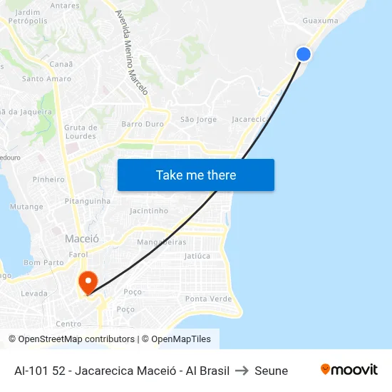 Al-101 52 - Jacarecica Maceió - Al Brasil to Seune map