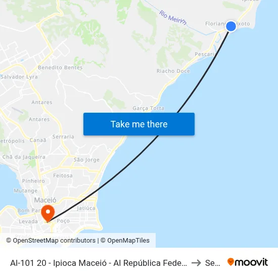 Al-101 20 - Ipioca Maceió - Al República Federativa Do Brasil to Seune map