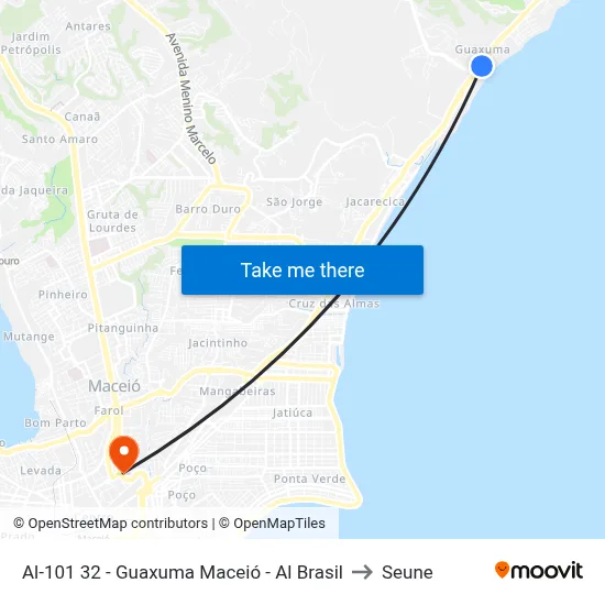 Al-101 32 - Guaxuma Maceió - Al Brasil to Seune map