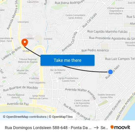 Rua Domingos Lordsleen 588-648 - Ponta Da Terra Maceió - Al Brasil to Seune map