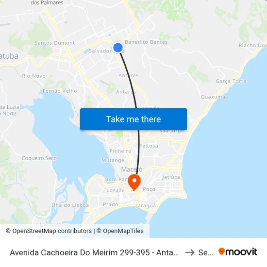 Avenida Cachoeira Do Meirim 299-395 - Antares Maceió - Al Brasil to Seune map