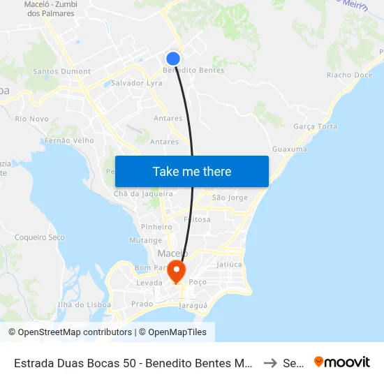 Estrada Duas Bocas 50 - Benedito Bentes Maceió - Al Brasil to Seune map