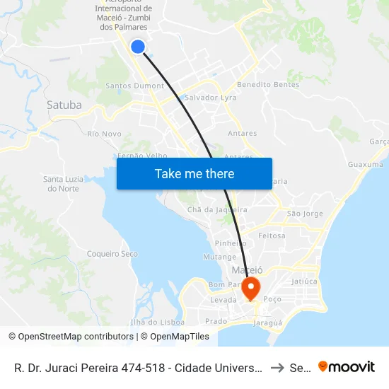 R. Dr. Juraci Pereira 474-518 - Cidade Universitária Maceió - Al Brasil to Seune map