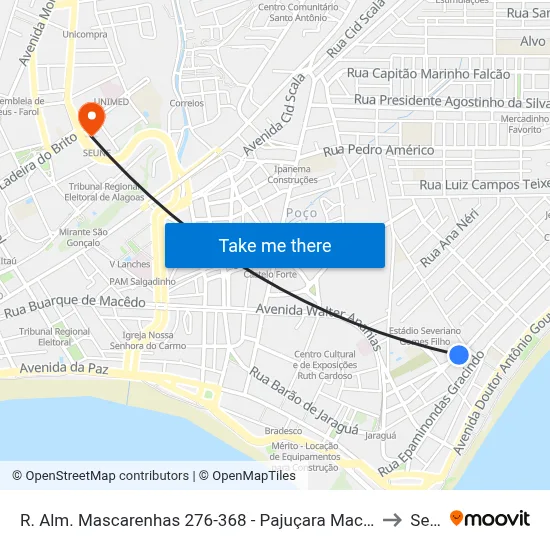 R. Alm. Mascarenhas 276-368 - Pajuçara Maceió - Al 57030-010 Brasil to Seune map