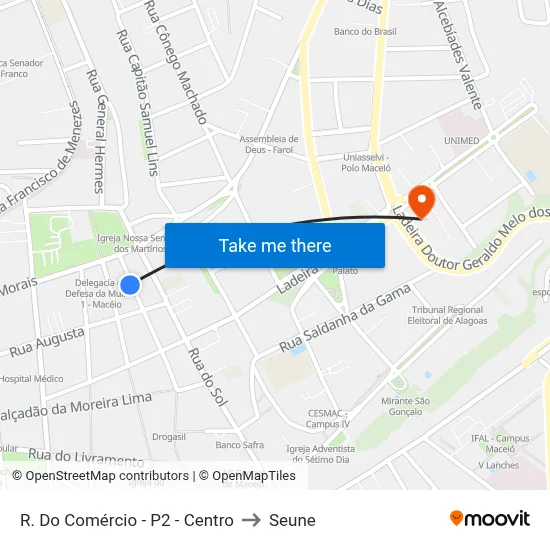 R. Do Comércio - P2 - Centro to Seune map