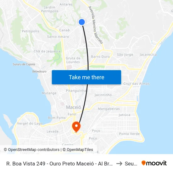 R. Boa Vista 249 - Ouro Preto Maceió - Al Brasil to Seune map