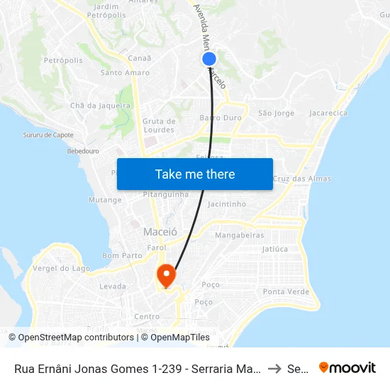 Rua Ernâni Jonas Gomes 1-239 - Serraria Maceió - Al Brasil to Seune map