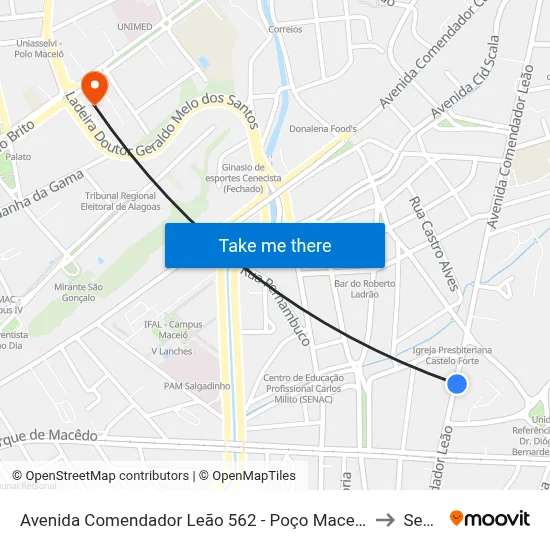 Avenida Comendador Leão 562 - Poço Maceió - Al Brasil to Seune map
