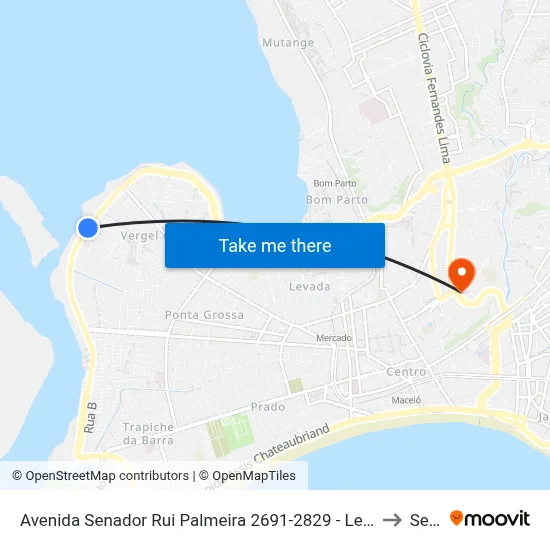 Avenida Senador Rui Palmeira 2691-2829 - Levada Maceió - Al Brasil to Seune map
