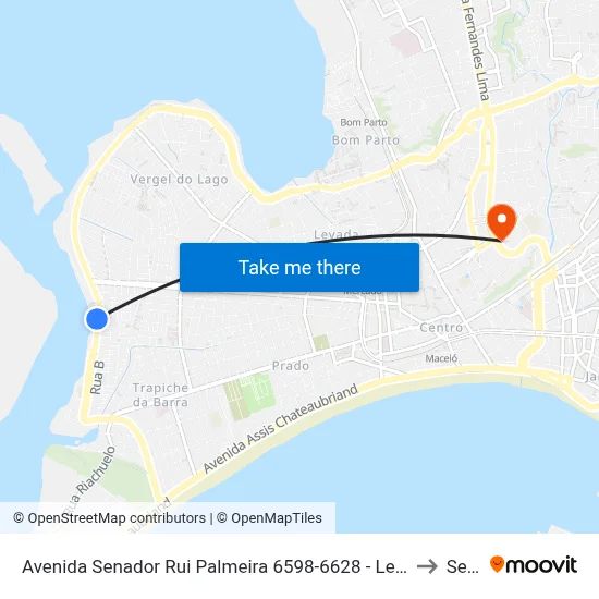 Avenida Senador Rui Palmeira 6598-6628 - Levada Maceió - Al Brasil to Seune map
