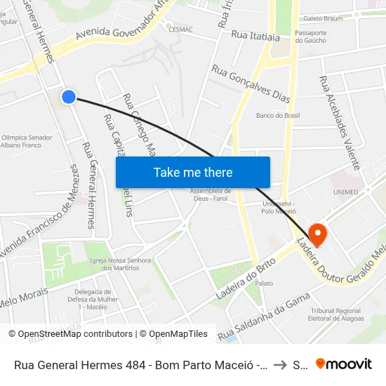 Rua General Hermes 484 - Bom Parto Maceió - Al 57017-200 República Federativa Do Brasil to Seune map