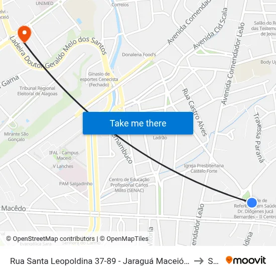 Rua Santa Leopoldina 37-89 - Jaraguá Maceió - Al República Federativa Do Brasil to Seune map