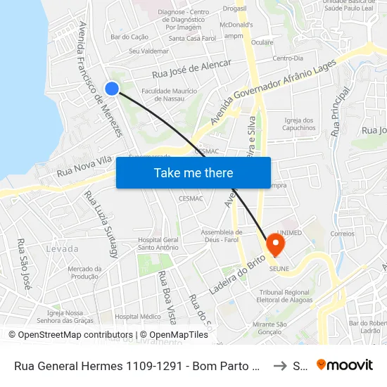 Rua General Hermes 1109-1291 - Bom Parto Maceió - Al República Federativa Do Brasil to Seune map