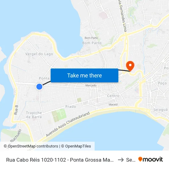 Rua Cabo Réis 1020-1102 - Ponta Grossa Maceió - Al 57014-260 Brasil to Seune map