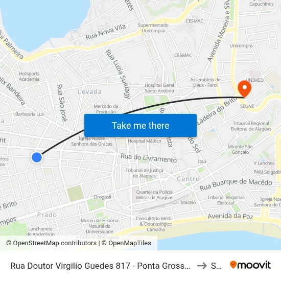 Rua Doutor Virgilio Guedes 817 - Ponta Grossa Maceió - Al 57014-220 Brasil to Seune map