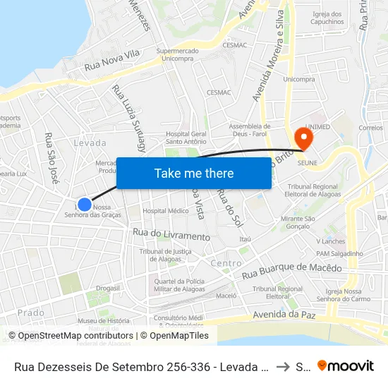 Rua Dezesseis De Setembro 256-336 - Levada Maceió - Al 57017-020 República Federativa Do Brasil to Seune map