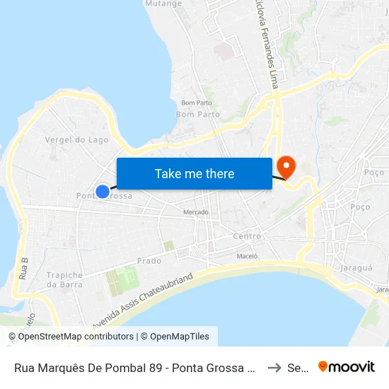 Rua Marquês De Pombal 89 - Ponta Grossa Maceió - Al Brasil to Seune map