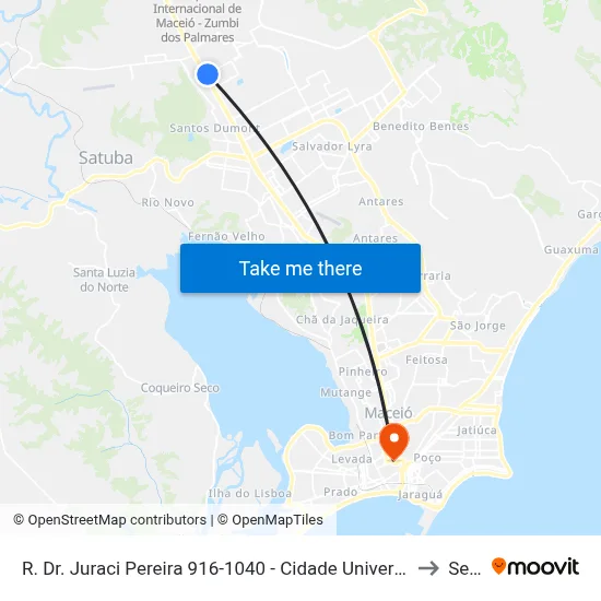 R. Dr. Juraci Pereira 916-1040 - Cidade Universitária Maceió - Al Brasil to Seune map