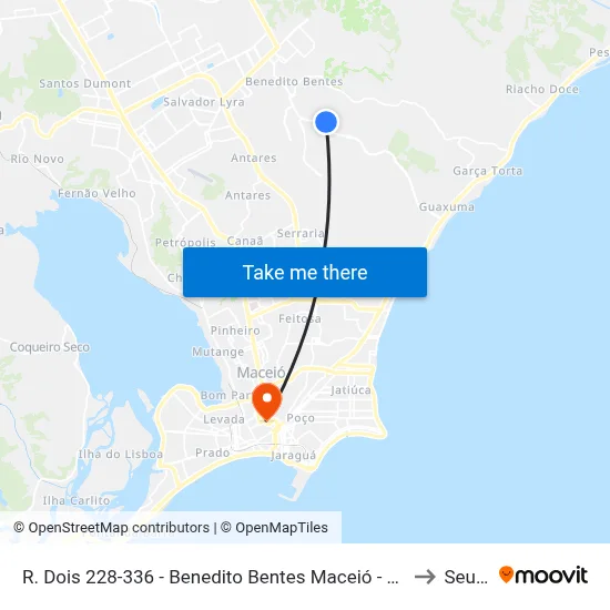 R. Dois 228-336 - Benedito Bentes Maceió - Al Brasil to Seune map
