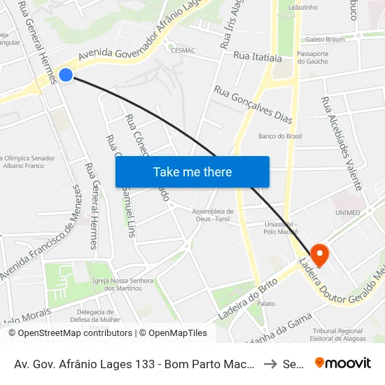 Av. Gov. Afrânio Lages 133 - Bom Parto Maceió - Al Brasil to Seune map