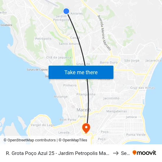 R. Grota Poço Azul 25 - Jardim Petropolis Maceió - Al 57080-635 Brazil to Seune map