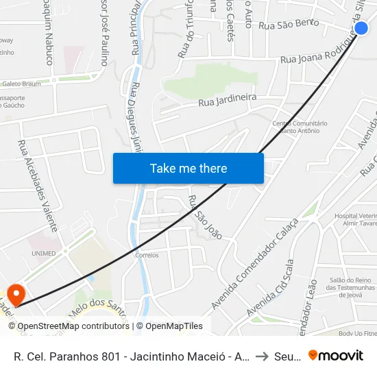 R. Cel. Paranhos 801 - Jacintinho Maceió - Al Brasil to Seune map